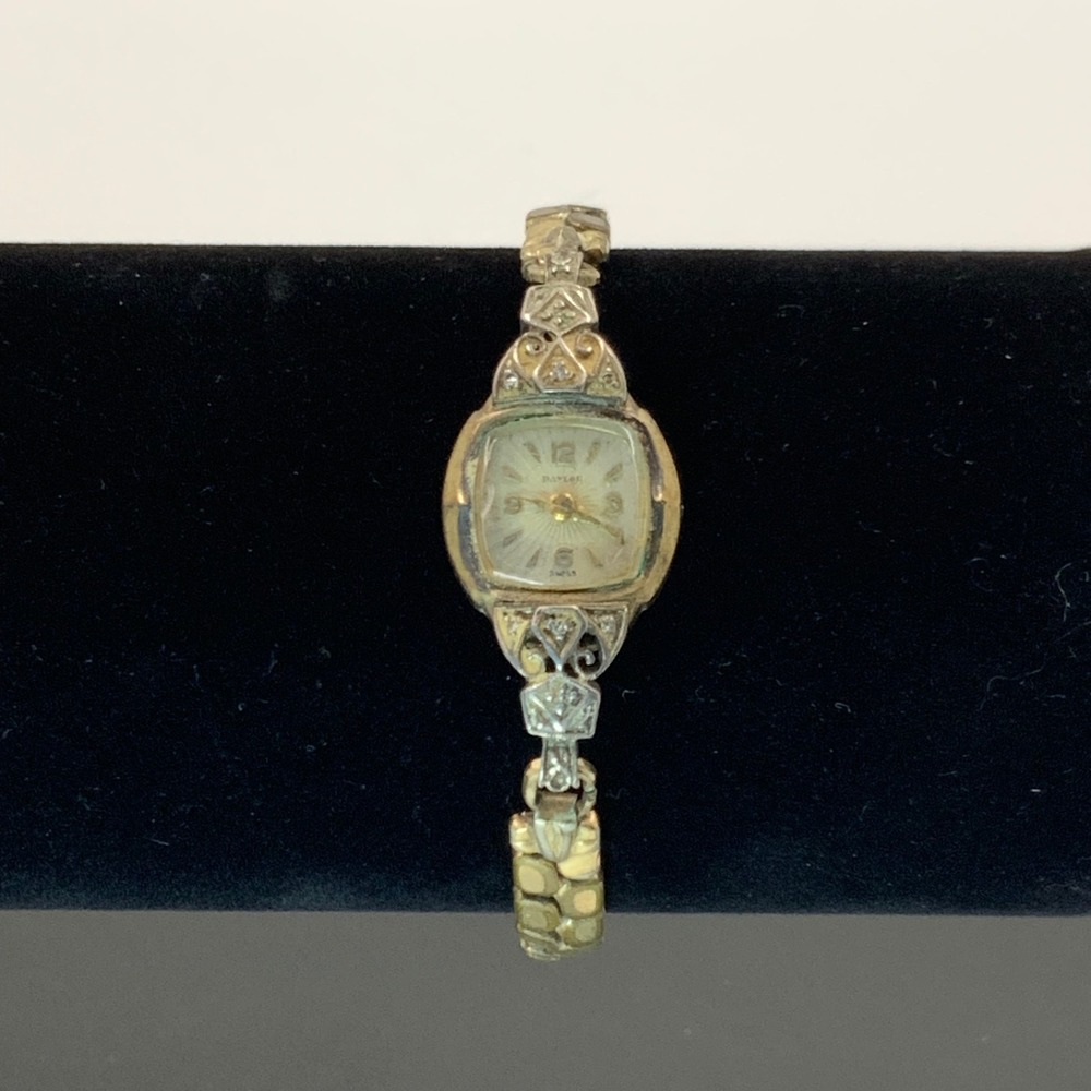 Vintage Baylor Swiss Cocktail Watch 10K RGP Bezel Parts Repair Art Deco Gold Ton